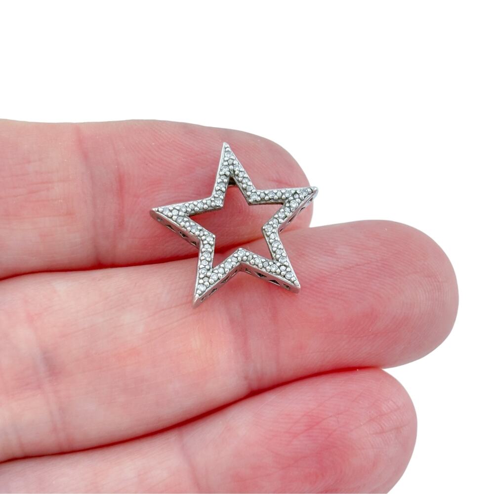 Vintage Sterling Silver 925 Diamond 0.25ctw Star Pendant
